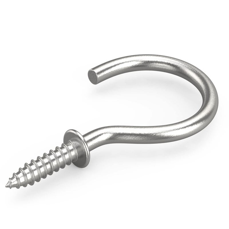 Hulless 100 Pcs 1/2 Inch Metal Cup Hooks Ceiling Screw Hooks for Attachment and Suspension  Silver - Image 3
